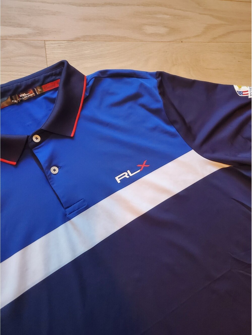 RLX Ralph Lauren Navy and Blue Ryder Cup Polo Shirt XL